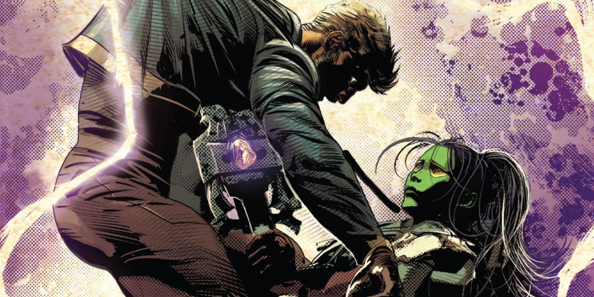 Gamora empala Star-Lord na Marvel Comics.