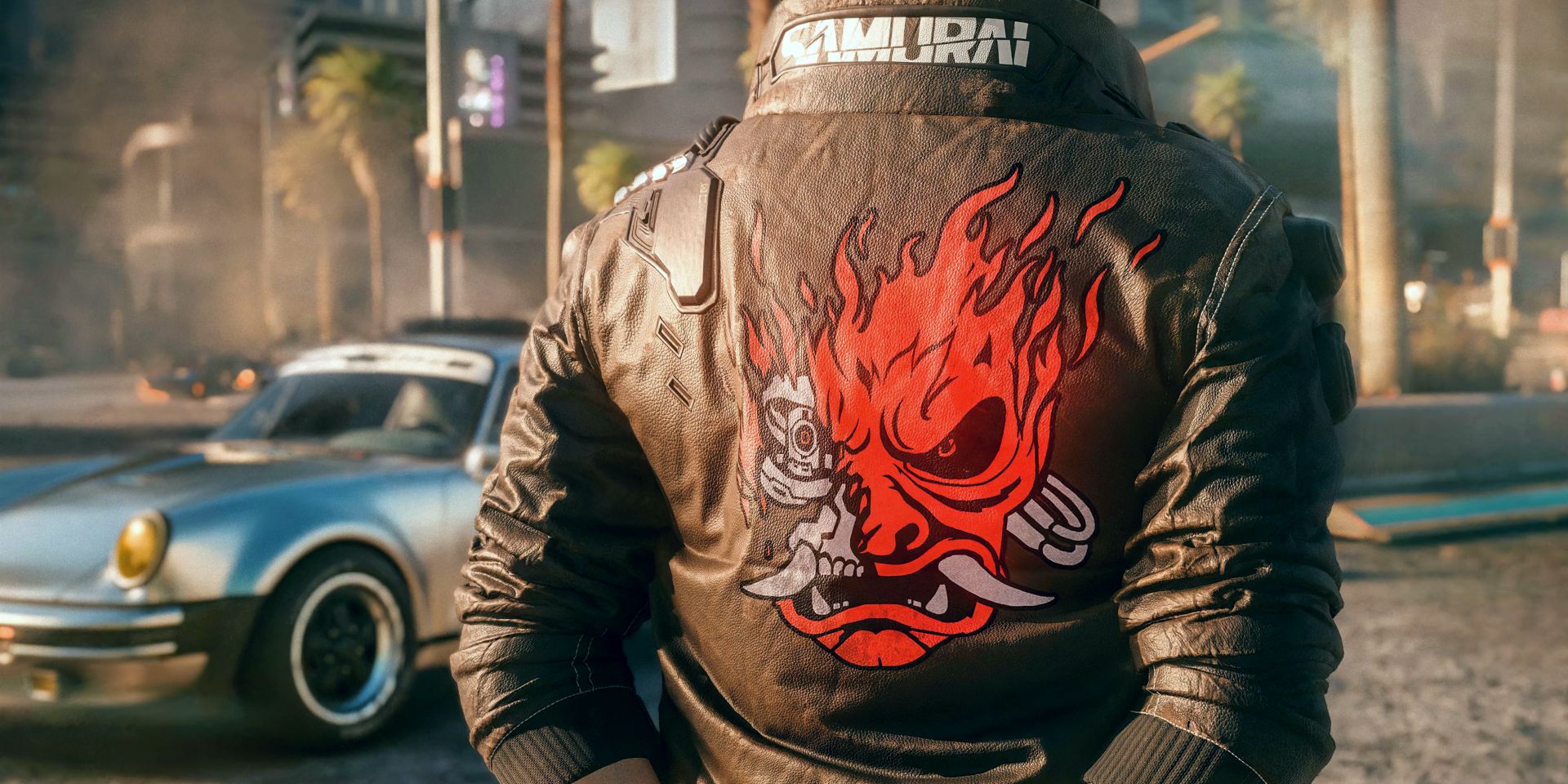 A replica of Johnny Silverhand's Samurai Jacket in Cyberpunk 2077.