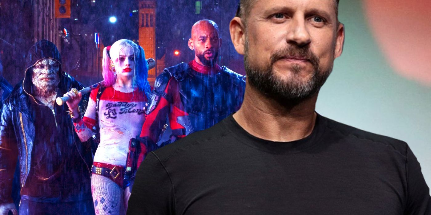 David Ayer with Killer Croc, Harley Quinn, and Deadshot