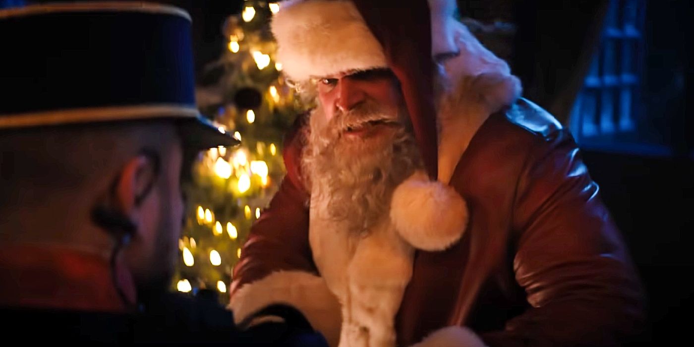 David Harbour looking angry as Santa in Violent Night.