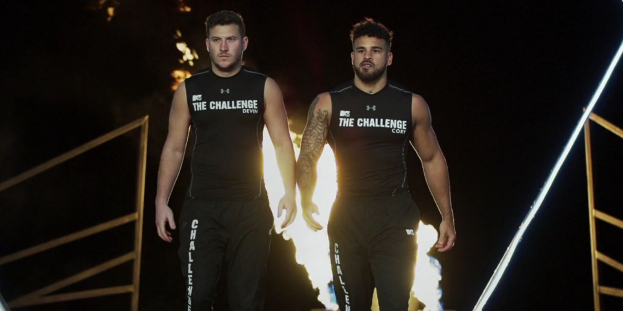 Devin and Cory walking up on The Challenge