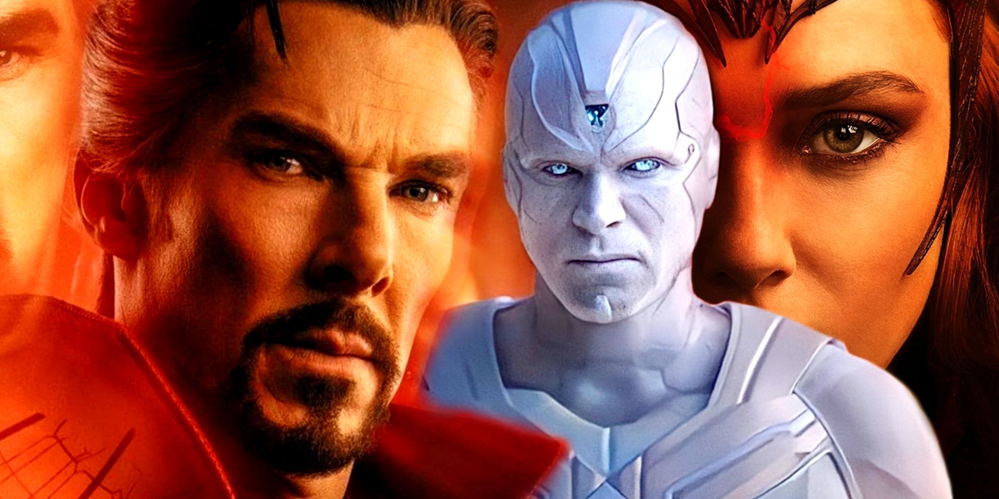 Doctor Strange, Scarlet Witch, and White Vision in The MCU Phase 4