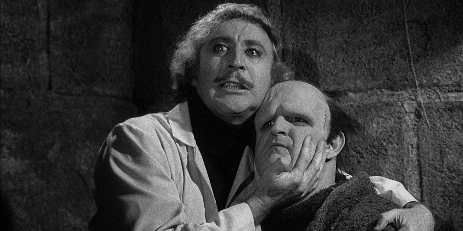 dr  Frankenstein with his monster in Young Frankenstein