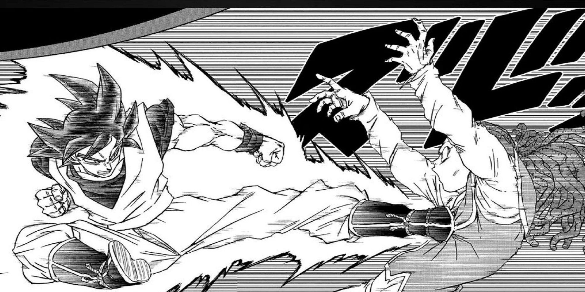 Dragon Ball Super Chapter 85 Goku attacking while using True Ultra Instinct 