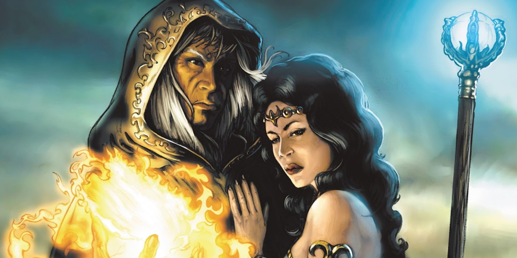 Raistlin Majere and Lady Crysiana on the cover of the Dungeons & Dragons Dragonlance Time of the Twins comic