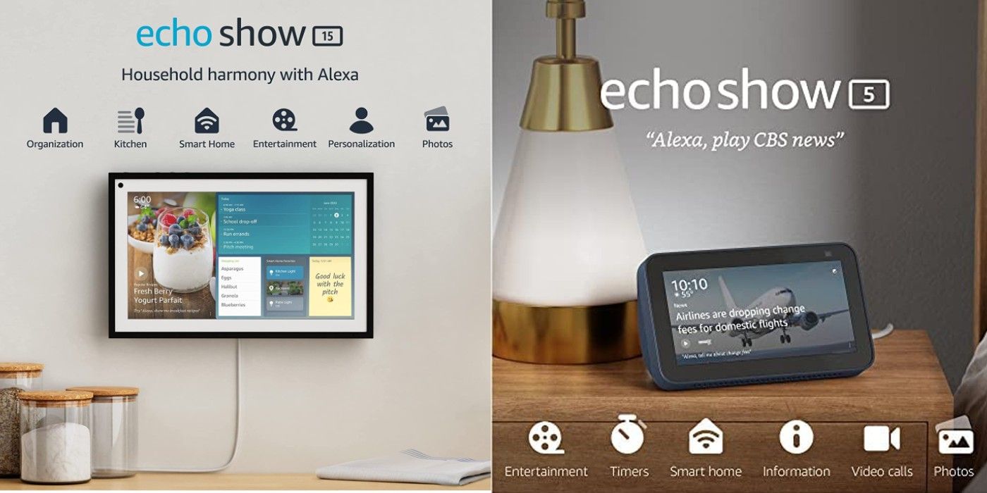 Echo Show 15 com Echo Show 5 na Amazon