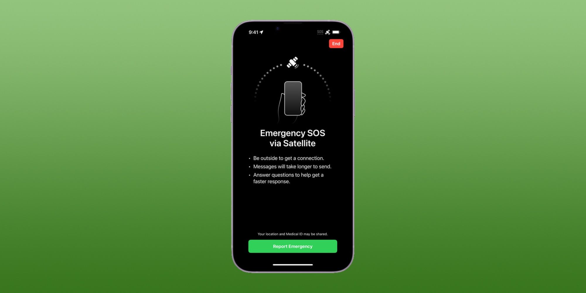Emergency SOS via Satellite on iPhone 14.