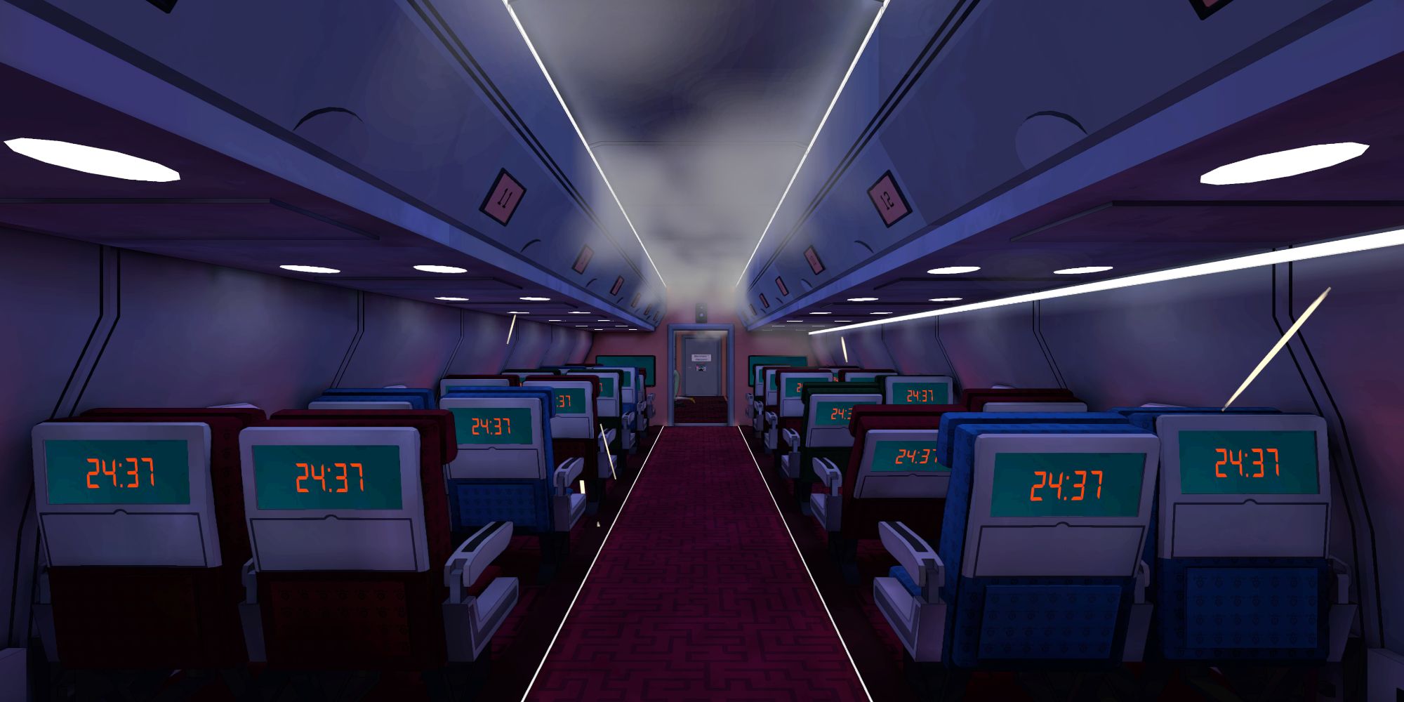 Escape Academy- Escape From Anti-Escape Island DLC Review rows of seats from opening airplane sequence