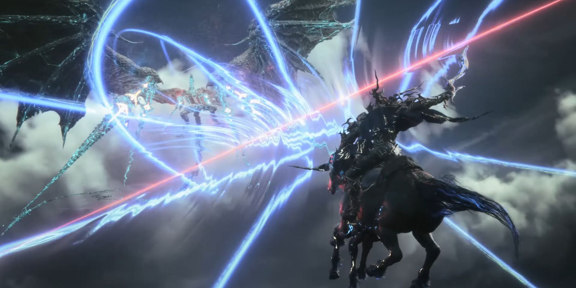 Bahamut and Odin clashing in Final Fantasy 16.