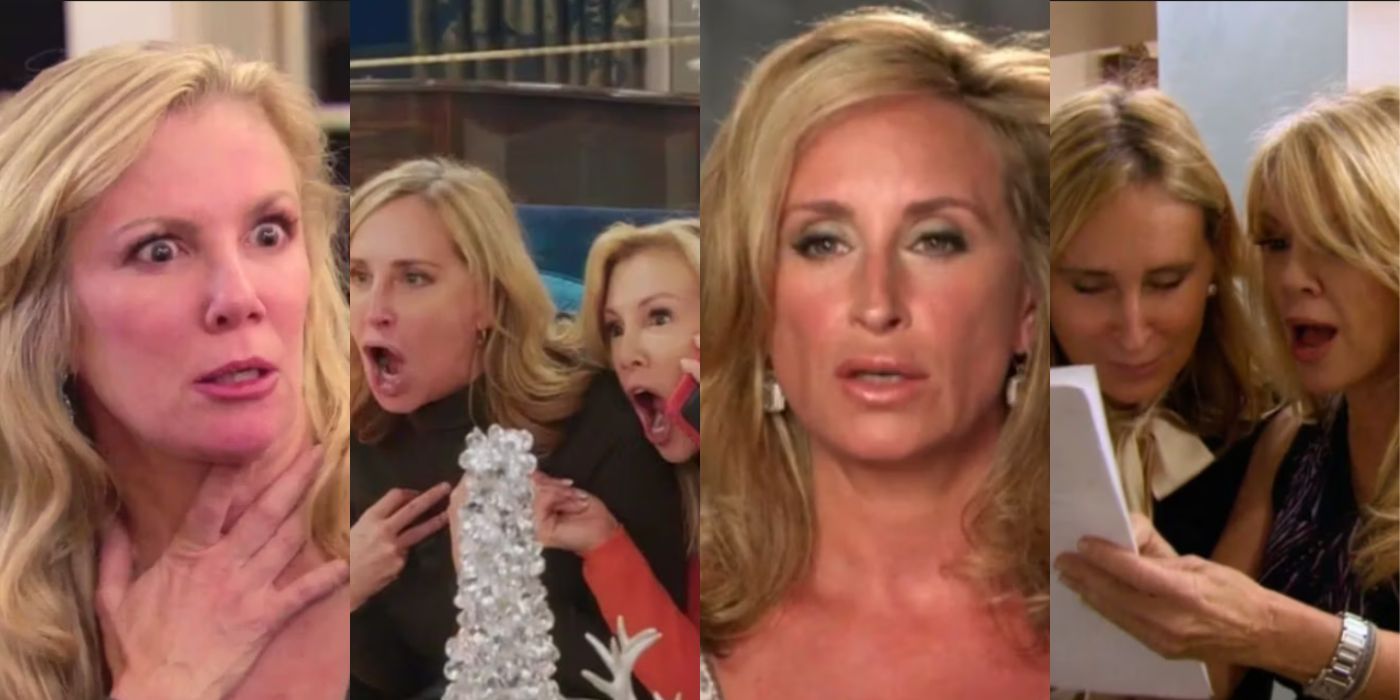 Four split images of Sonja and Ramona over the years on RHONY