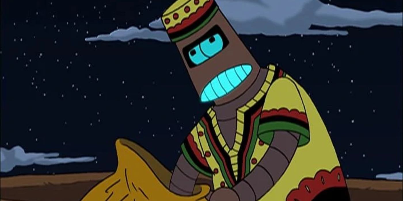 The Kwanzaabot with his arms in a sack in an episode of Futurama. 