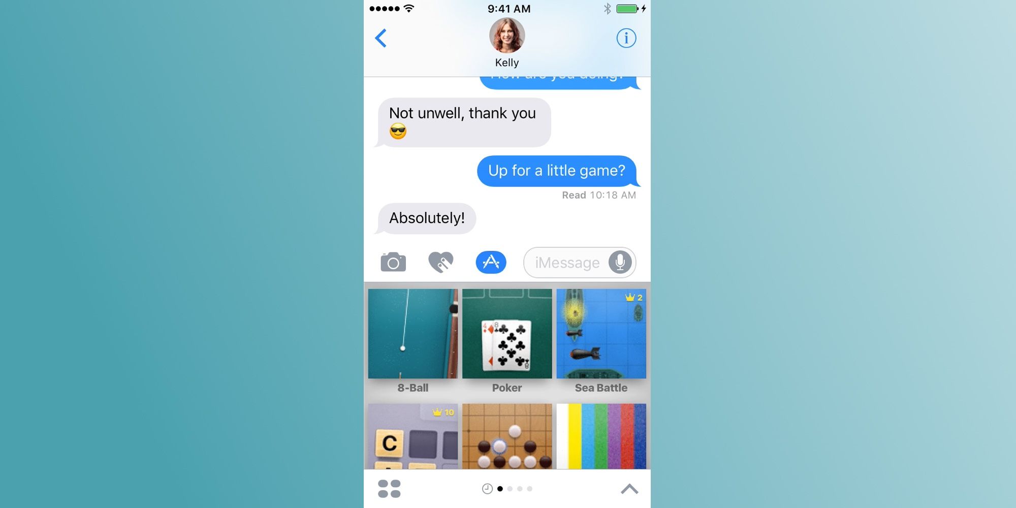 GamePigeon game options shown in an iMessage chat on iPhone