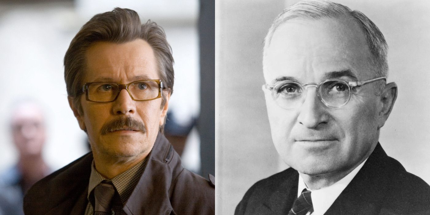 Split image of Gary Oldman and Harry S. Truman