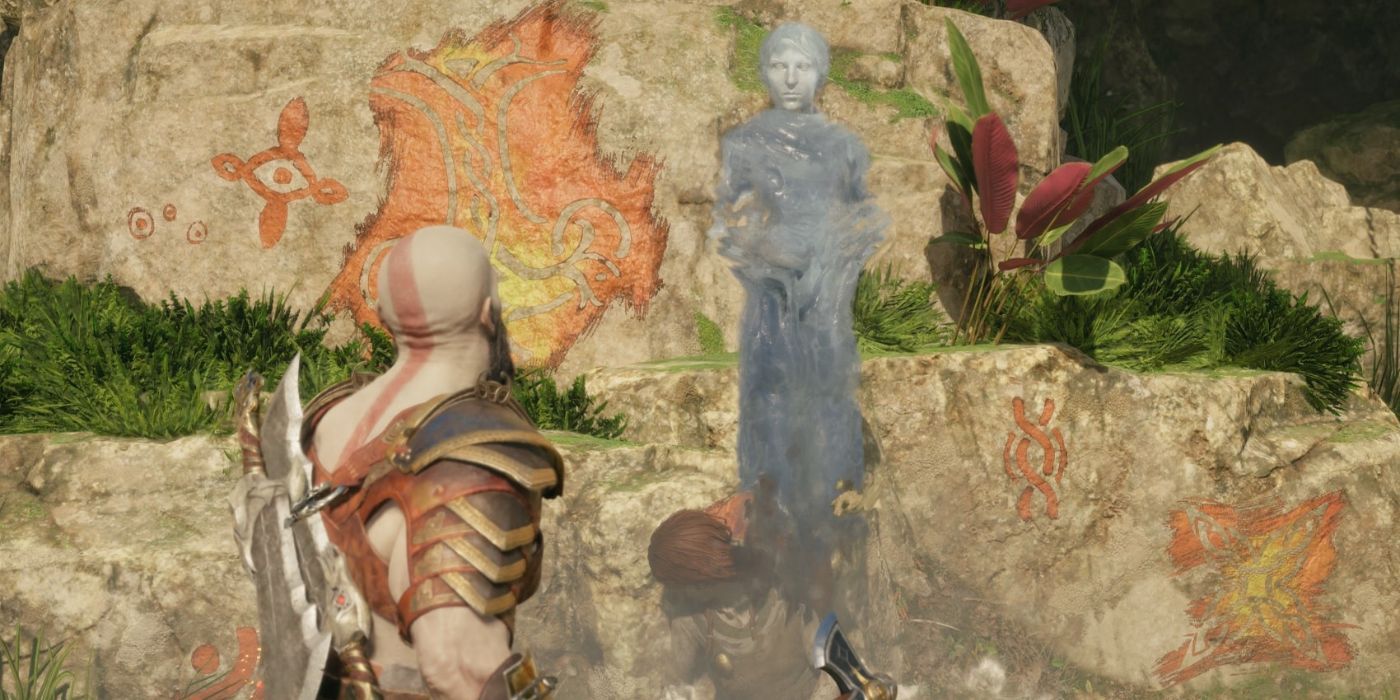 Kratos aceitando a consciência para a missão morta em God of War ragnarok.