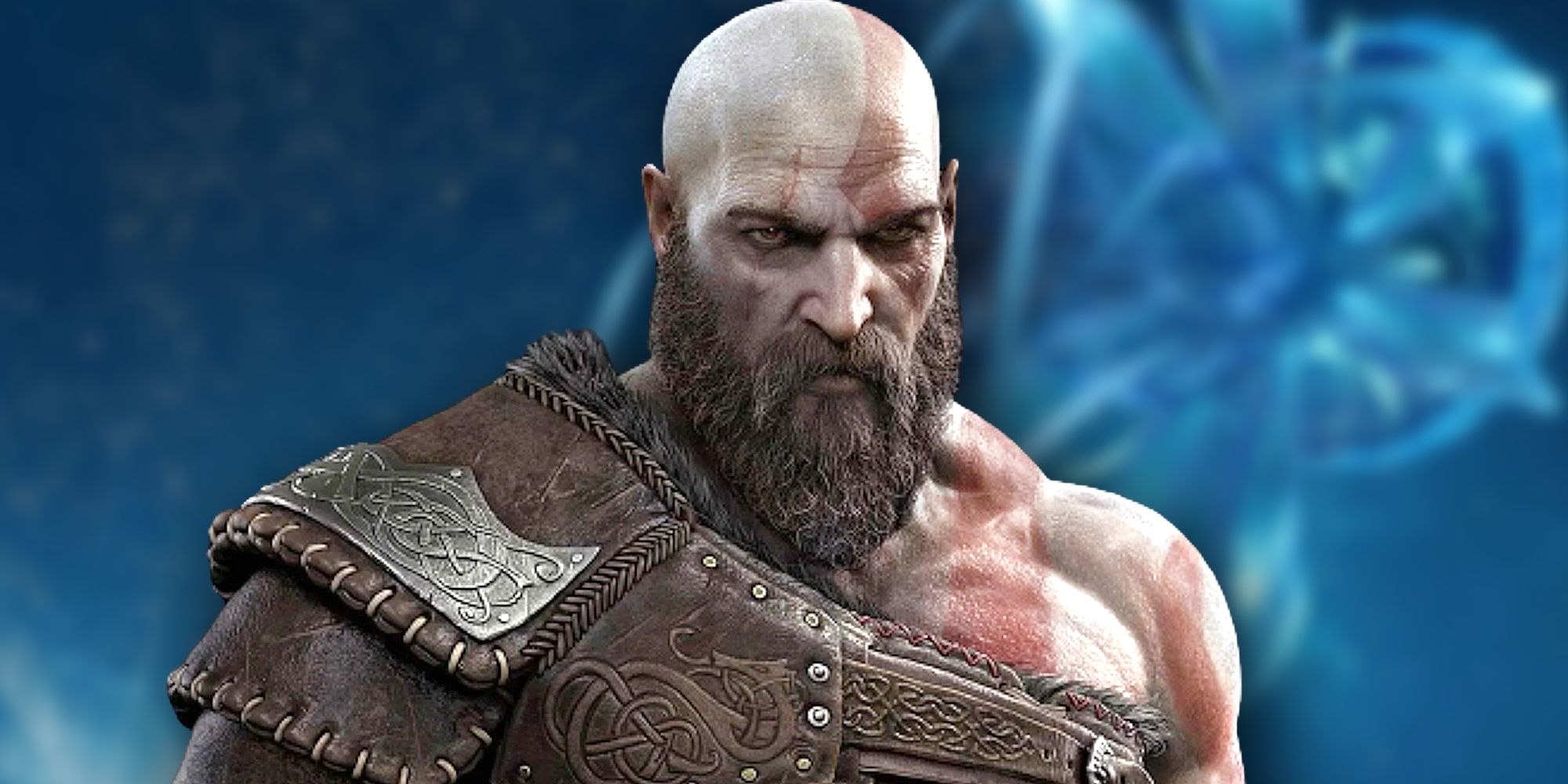 Image of the God of War Kratos giving his characteristic menacing glare.
