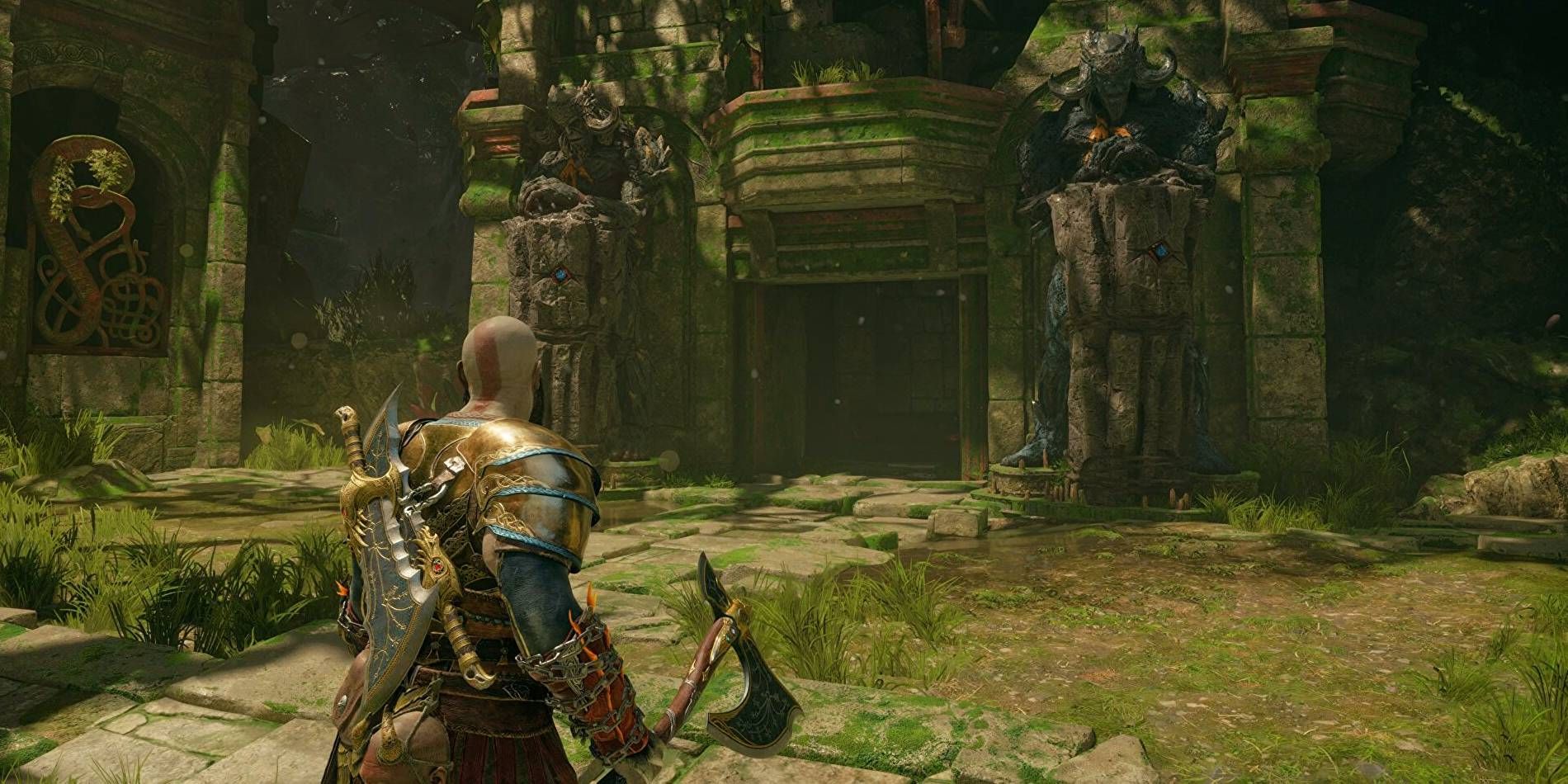 God of War Ragnarok Shrine In Jungles of Vanaheim Kratos Exploring Realm to Collect Artefacts and Other Items/Resources