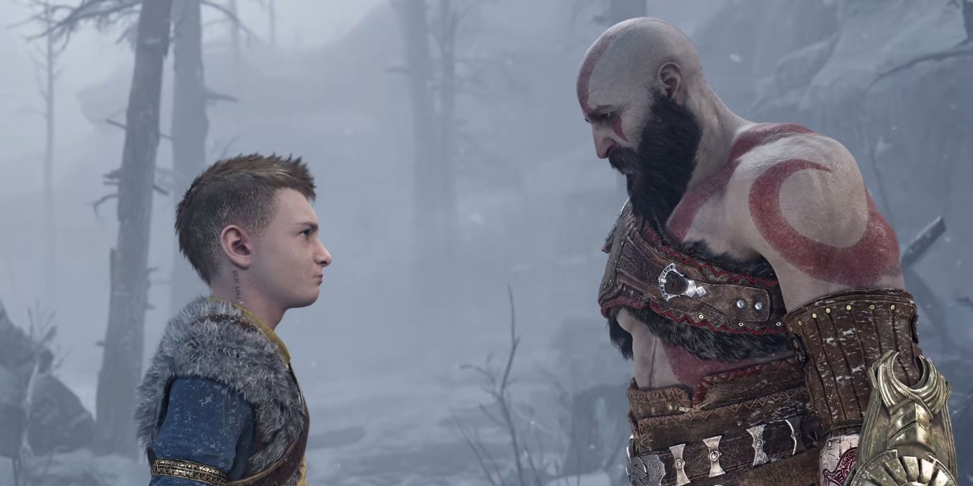 Kratos and Atreus speaking with each other in God of War Ragnarok