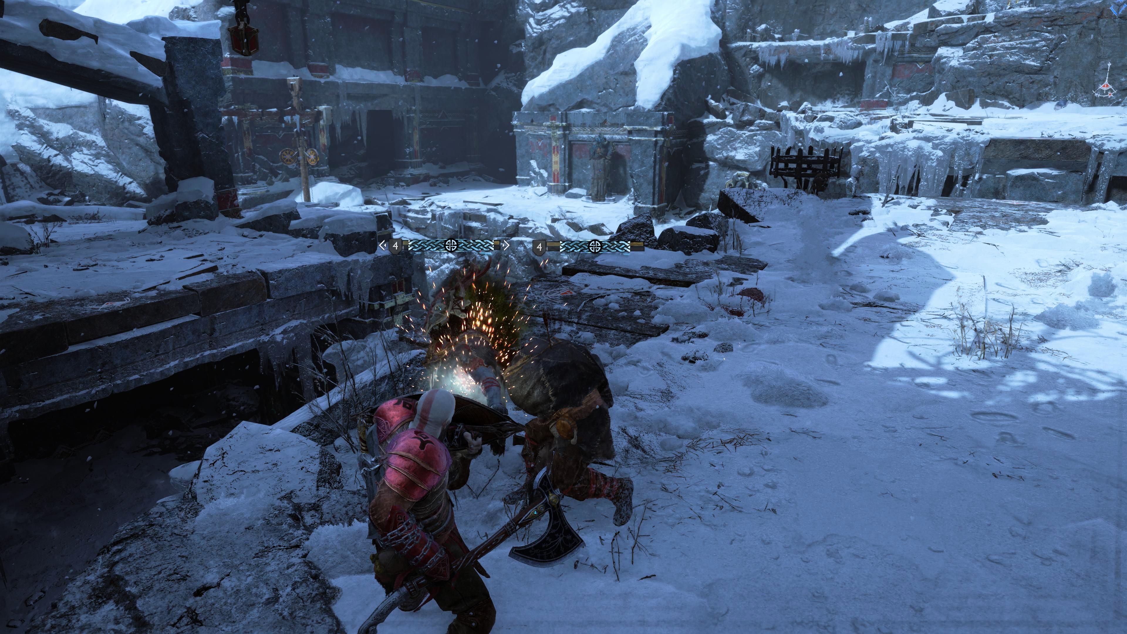 God of War Ragnarök Kratos Blocking Enemy Attacks With Dauntless Shield