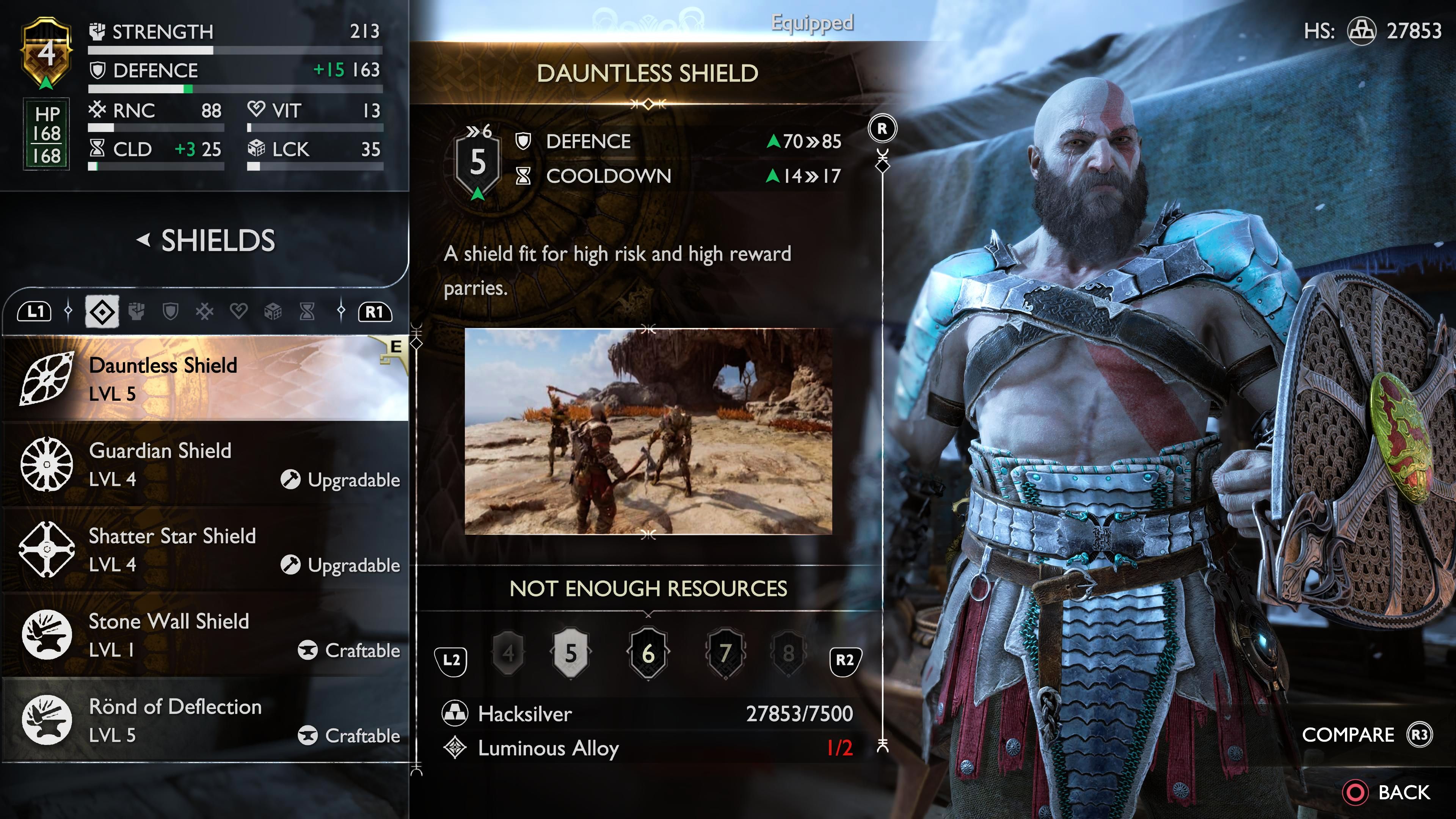 God of War Ragnarök Kratos Holding Dauntless Shield