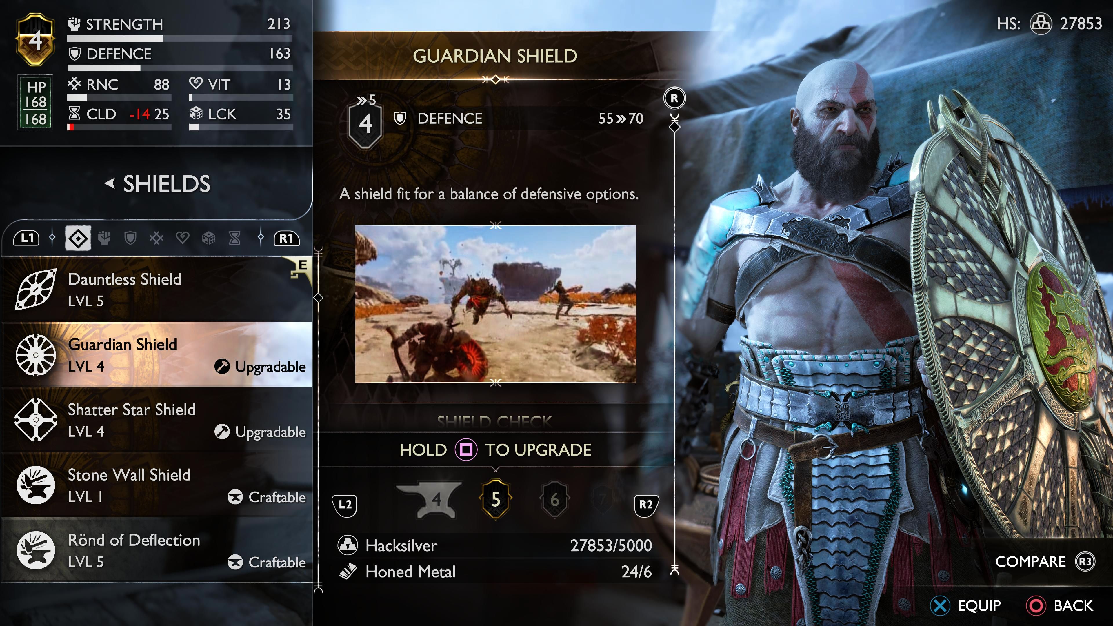 God of War Ragnarök Kratos Holding Guardian Shield