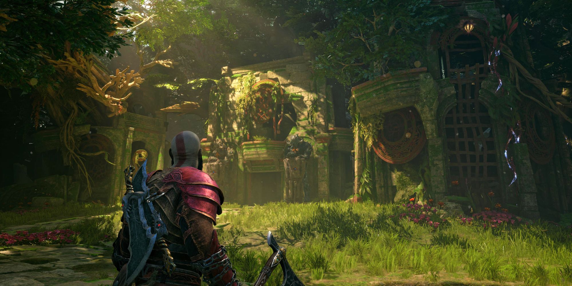 God of War Ragnarök Kratos Wearing Lunda's Lost Armor In Noatun's Garden