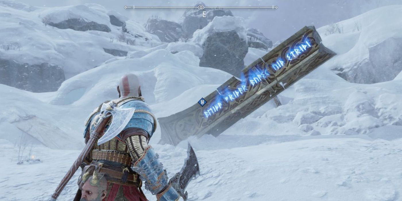Kratos approaching runes in god of war ragnarok.