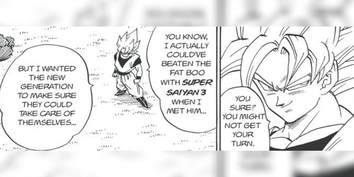 Goku diz a Vegeta que ele poderia ter vencido Fat Buu como Super Saiyajin 3