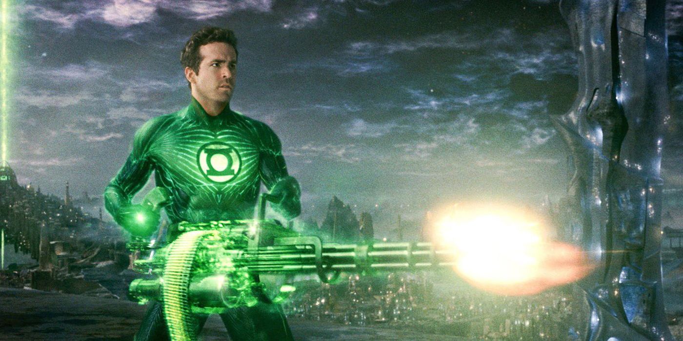 Green Lantern using his big green gun.