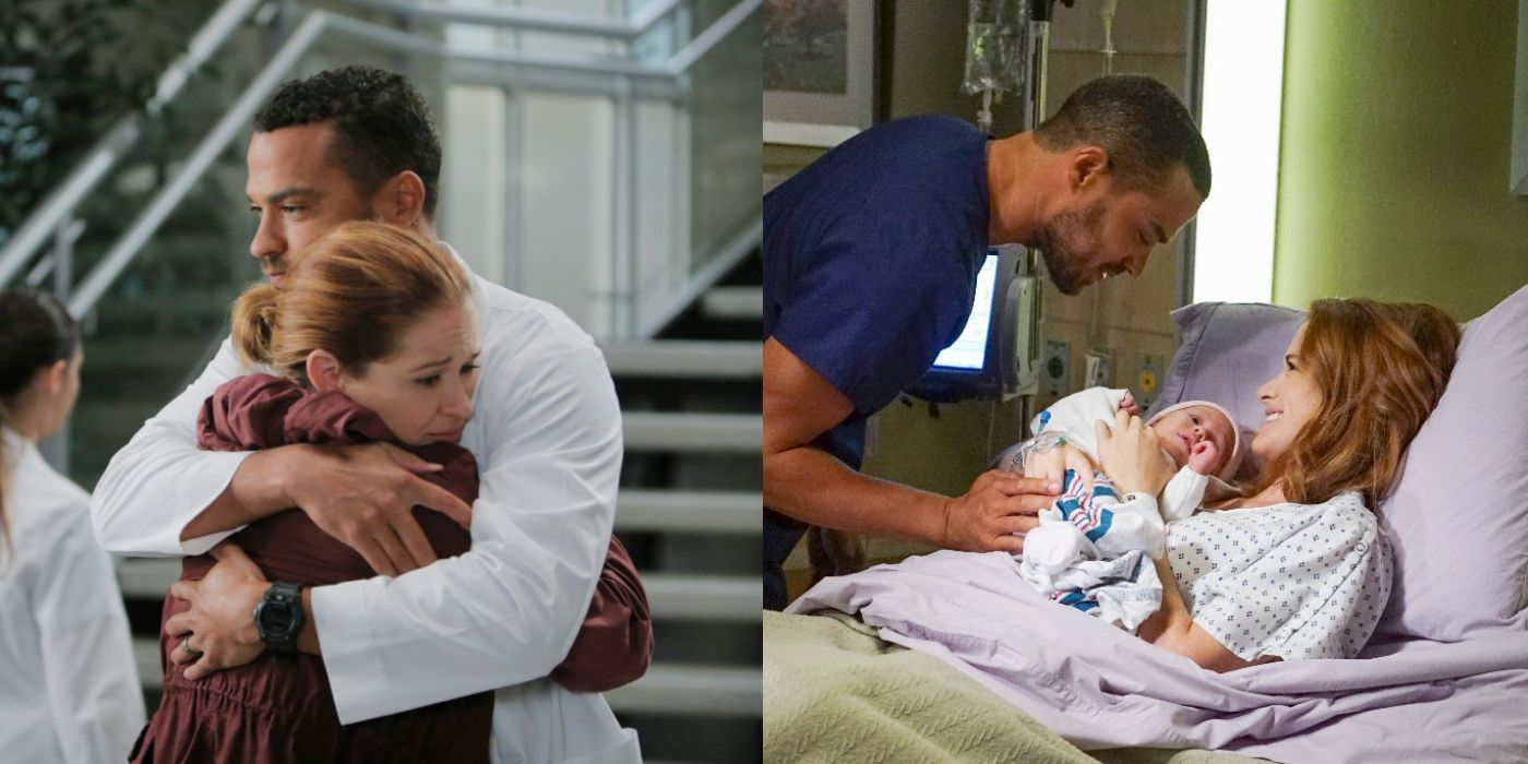 Split image of Jackson and April in Grey's Anatomy 