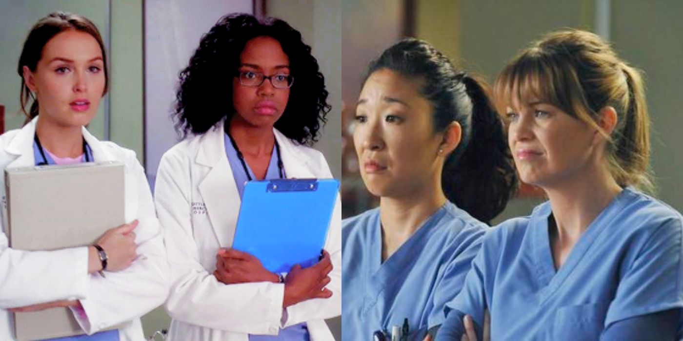 Split image of Jo, Stephanie, Cristina and Meredith on Grey&rsquo;s Anatomy
