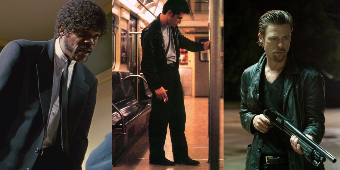 Jules Winfield delivering monologue in Pulp Fiction, Sean Penn on subway in State of Grace, Brad Pitt holding a gun in Killing Them Softly