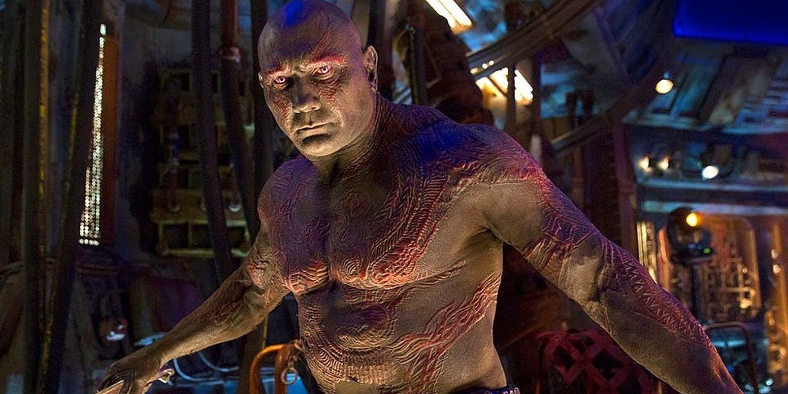 Drax posing to fight in Guardians of the Galaxy 