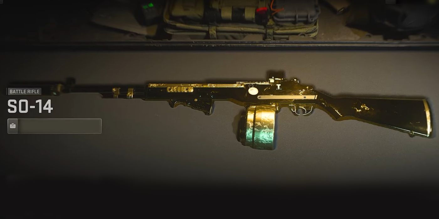 Gouden Camo SO-14 geweerholsterweergave in Warzone 2.0
