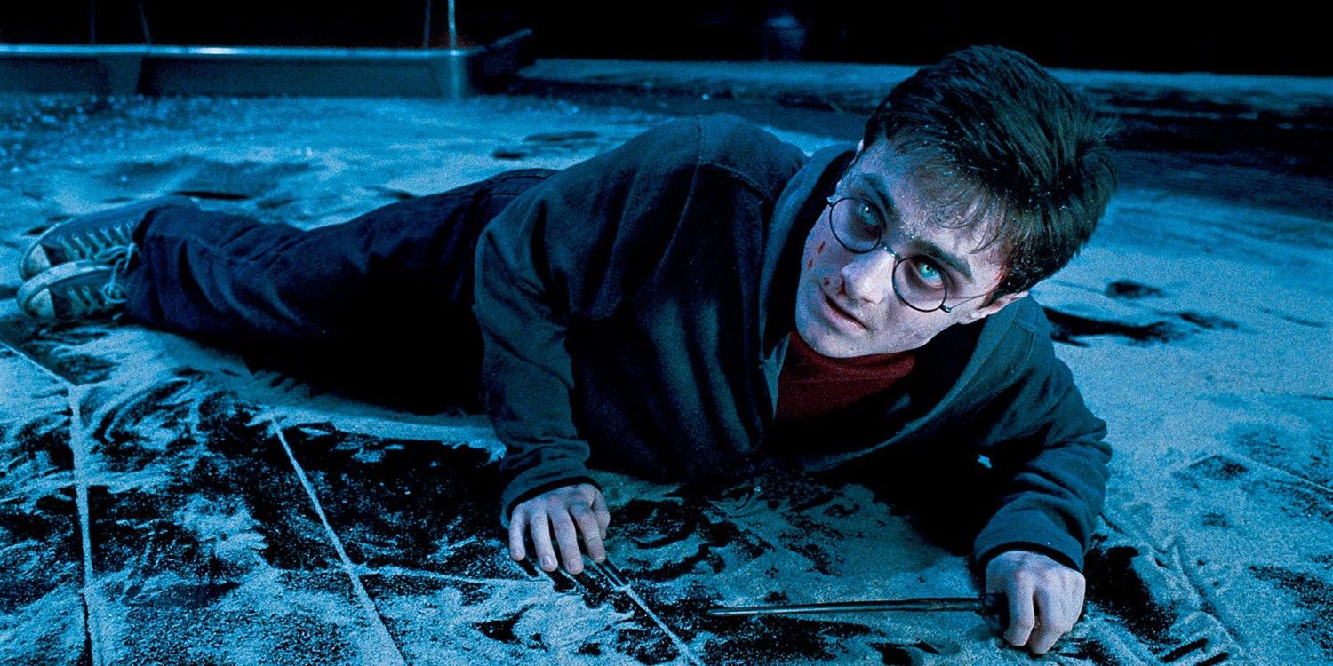 Harry on the ground being possessed by Voldemort in Harry Potter. 