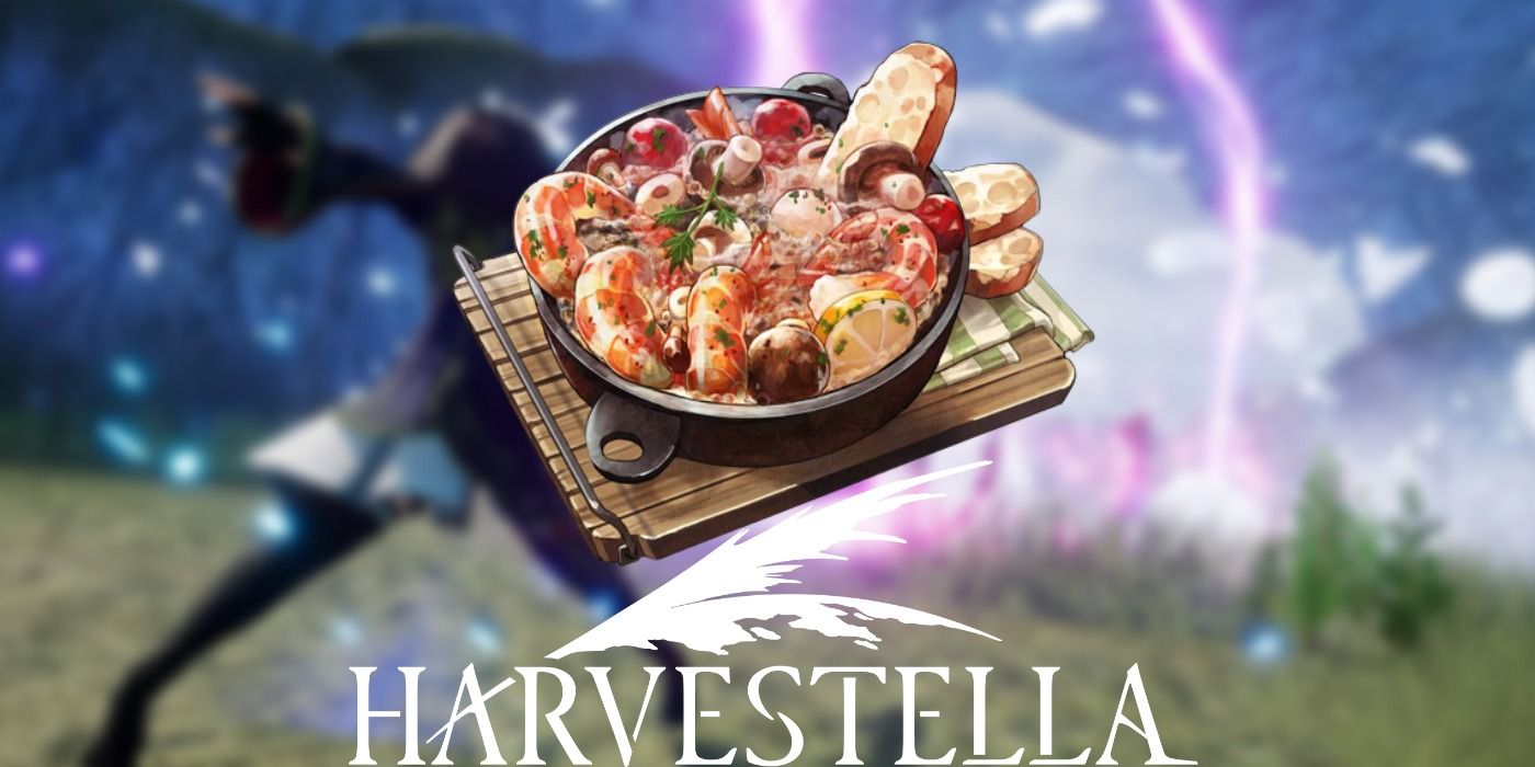 Harvestella Logo with Cooked Dish on Top