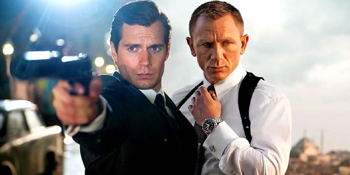 Imagem personalizada de Henry Cavill e Daniel Craig como James Bond.