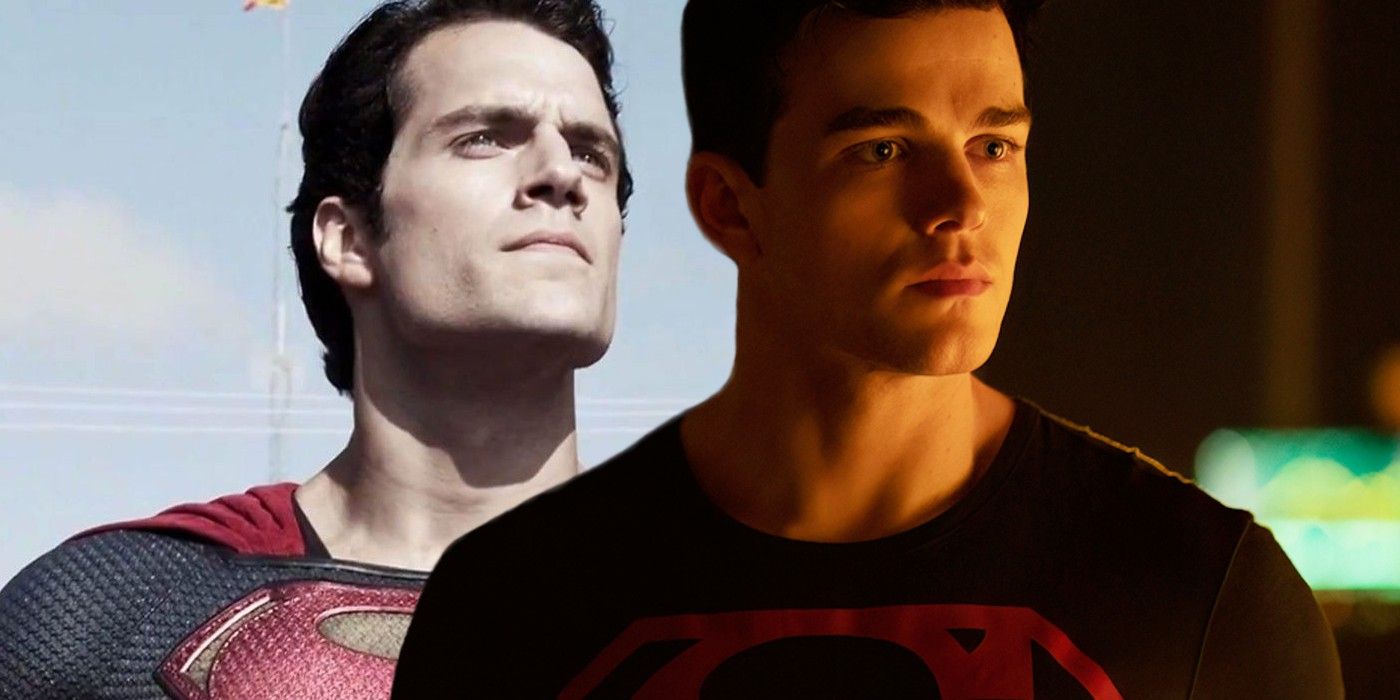 Henry Cavill as Superman in Man of Steel and Joshua Orpin as Superboy Conner in Titans