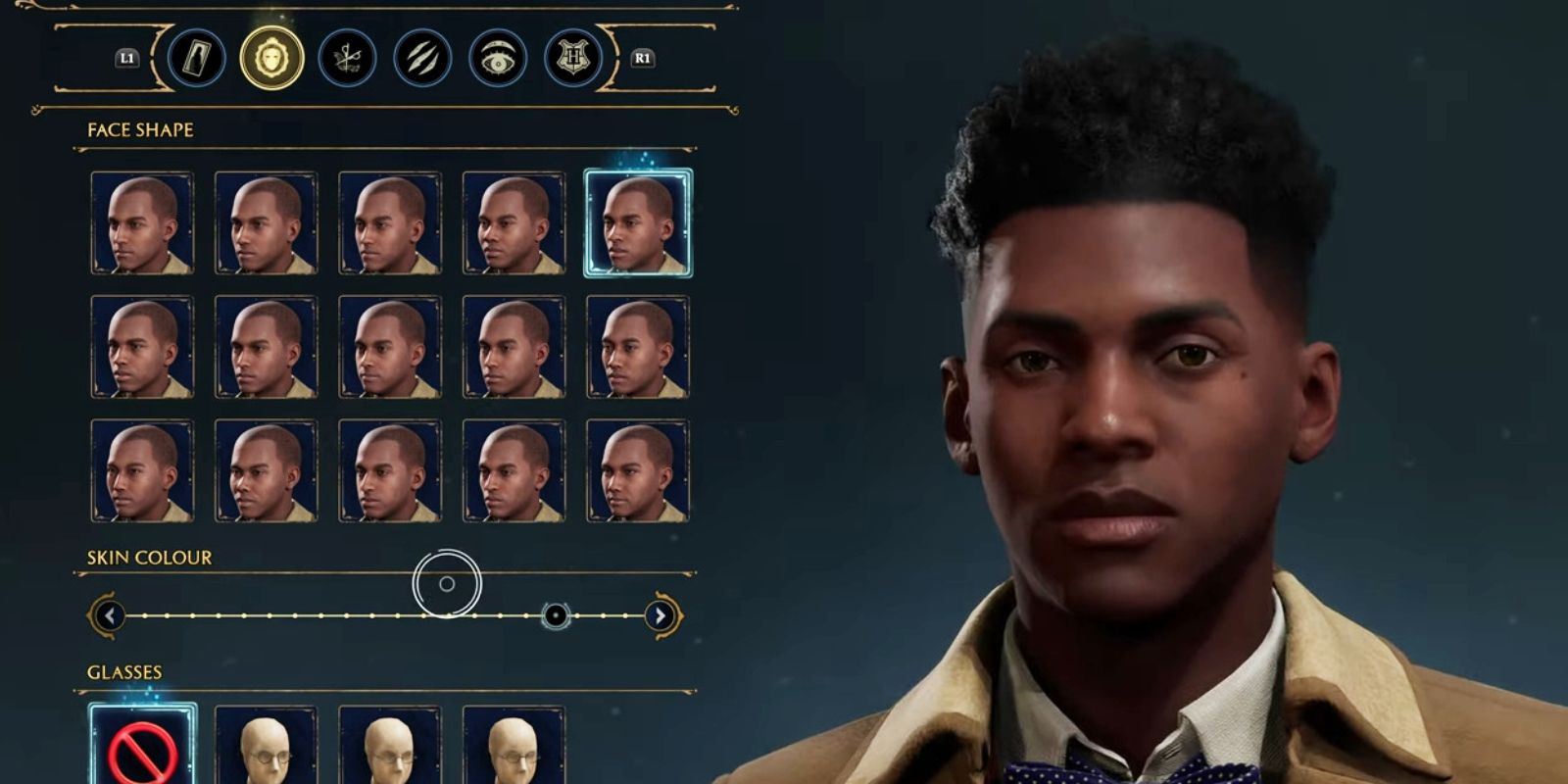 The character creation system in Hogwarts Legacy.