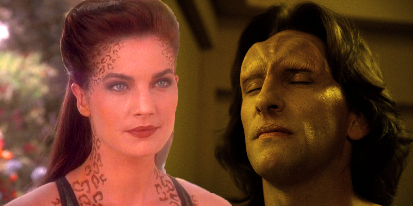 The Trill Jadzia Dax and Ambassador Odan in Star Trek
