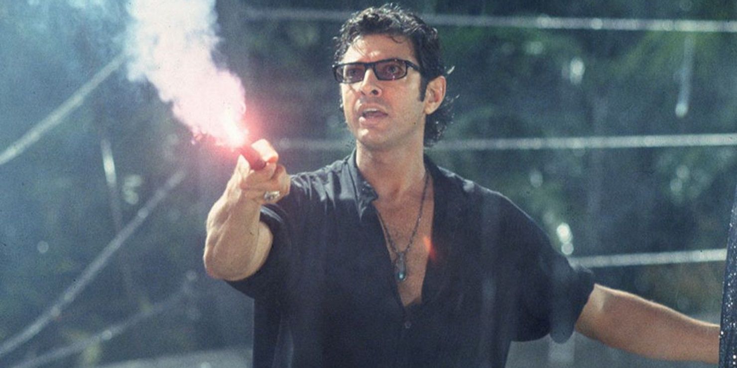 Ian Malcolm with a flare in Jurassic Park