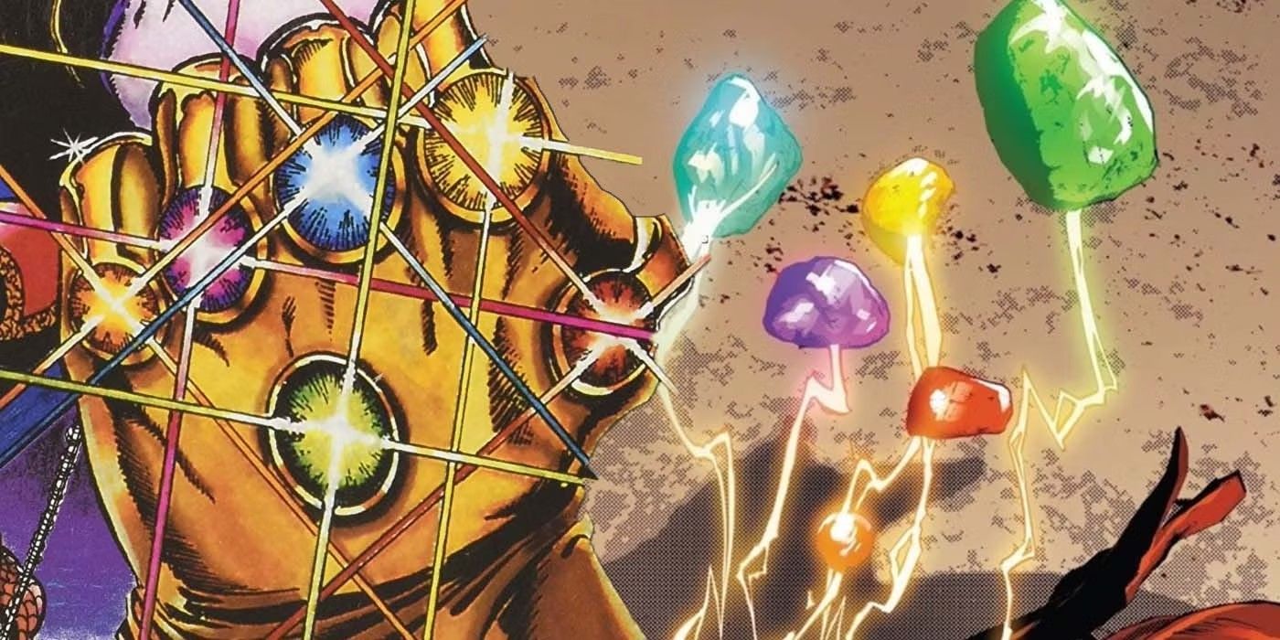 The Infinity Gauntlet pictured with all of the Infinity Stones. 