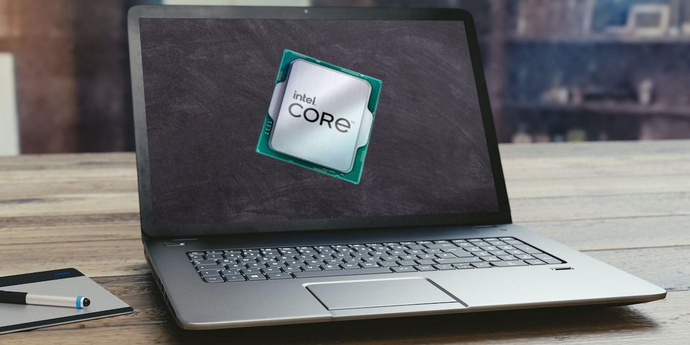 Intel chip displayed on a laptop