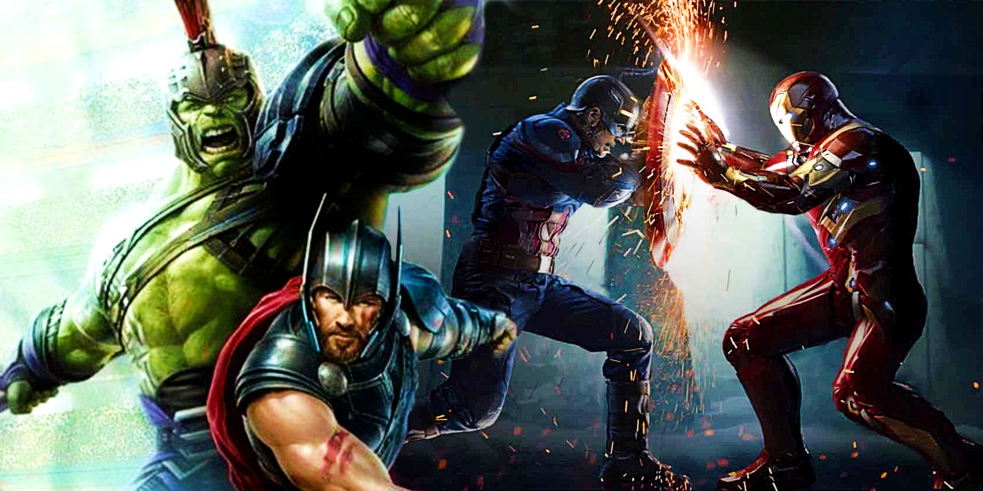 Homem de Ferro vs Capitão América Guerra Civil e Hulk vs Thor Ragnarok