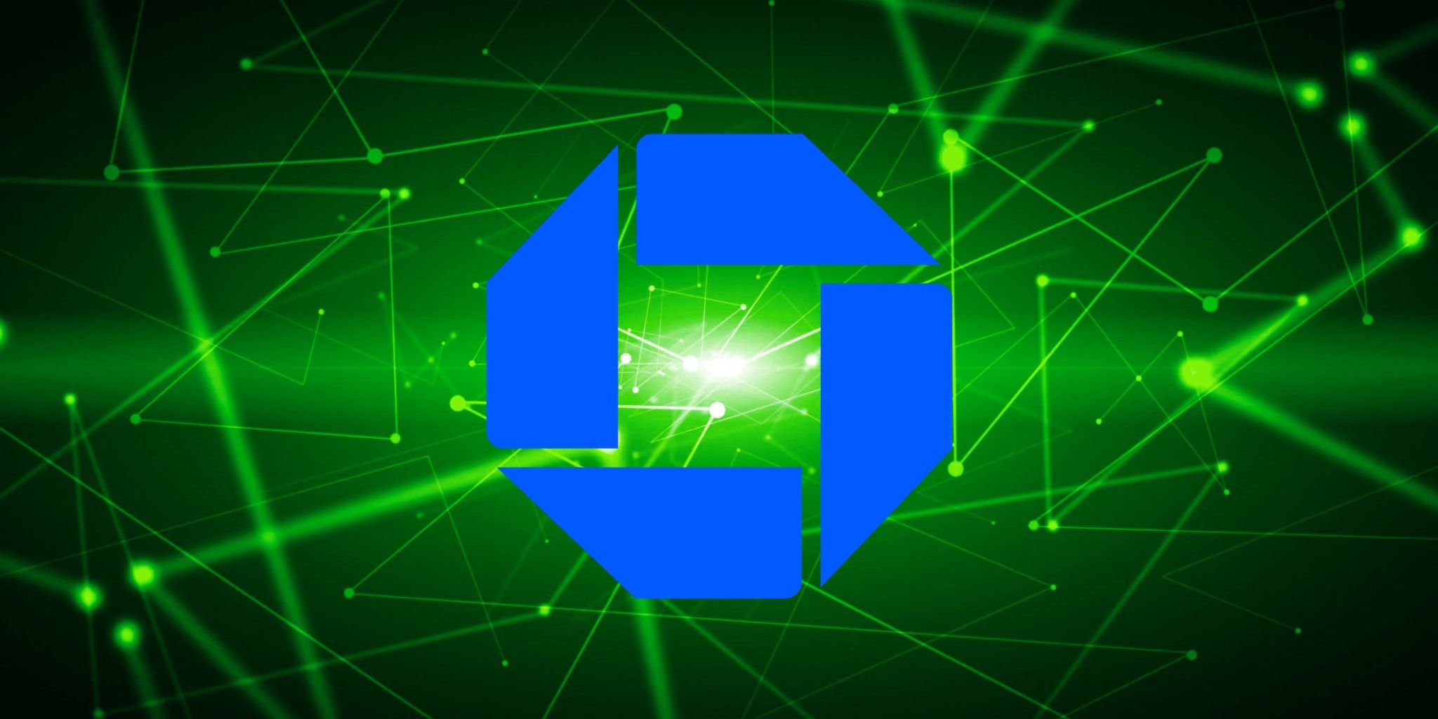 JP Morgan logo over abstract green digital background