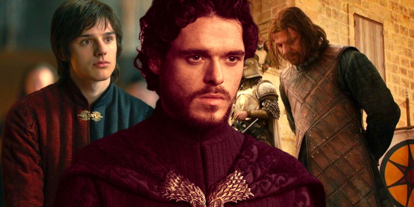 Jacaerys Velaryon in House of the Dragon, and Ned and Robb Stark in Game of Thrones