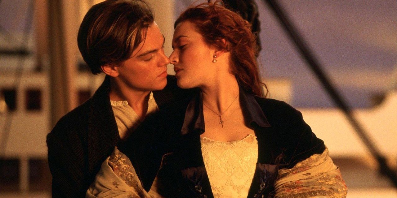 Jack and Rose on the ship in Titanic