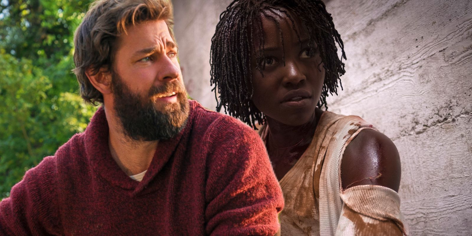 John Krasinski in A Quiet Place and Lupita Nyong'o in Us
