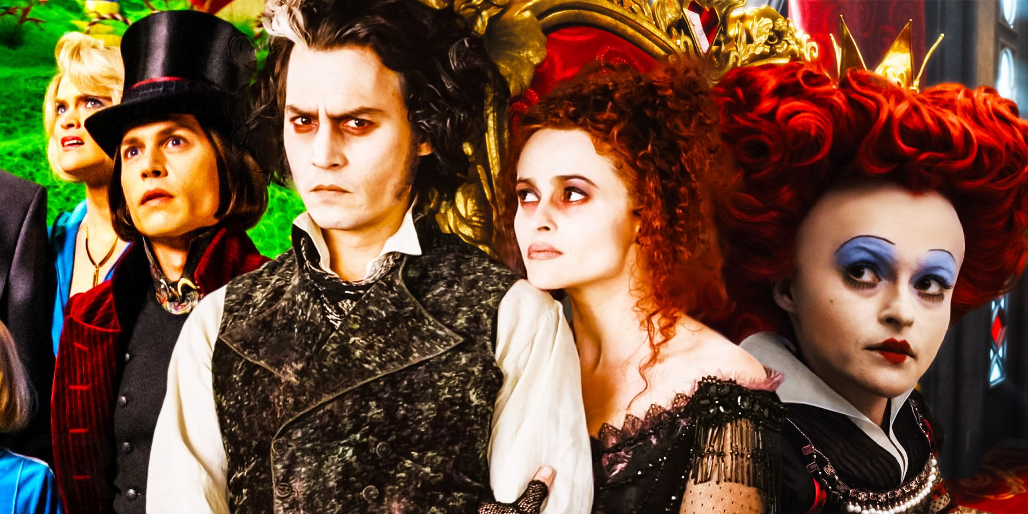 Johnny Depp and Helena Bonham sweeney todd alice in wonderland charlie and the chocolate factory