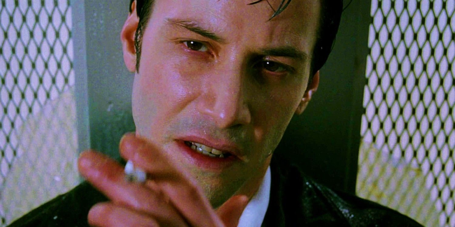 Keanu Reeves smoking a cigarette in Constantine