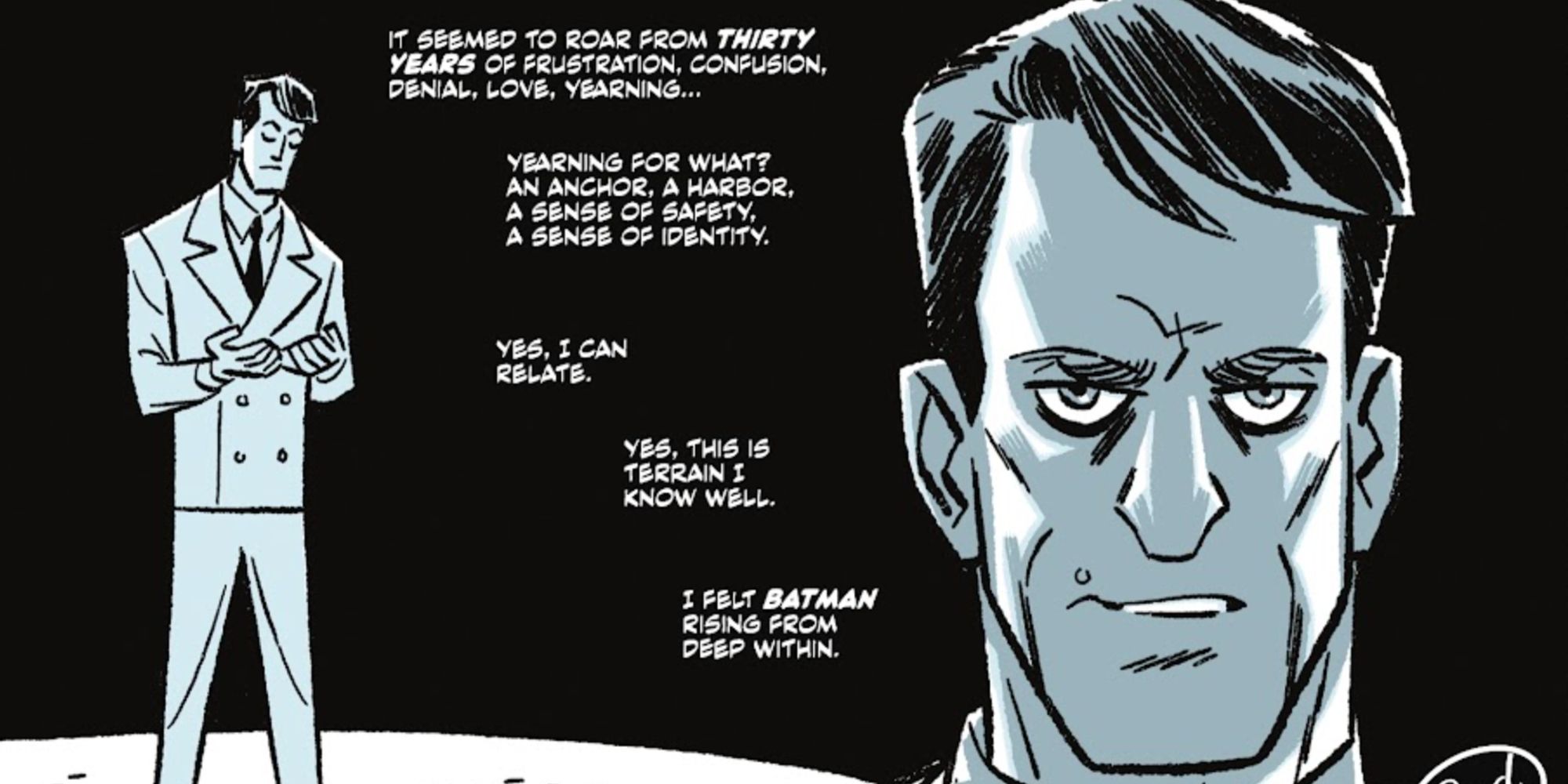 Kevin Conroy relacionando-se com Batman em sua história em quadrinhos Finding Batman in DC Pride (2022)